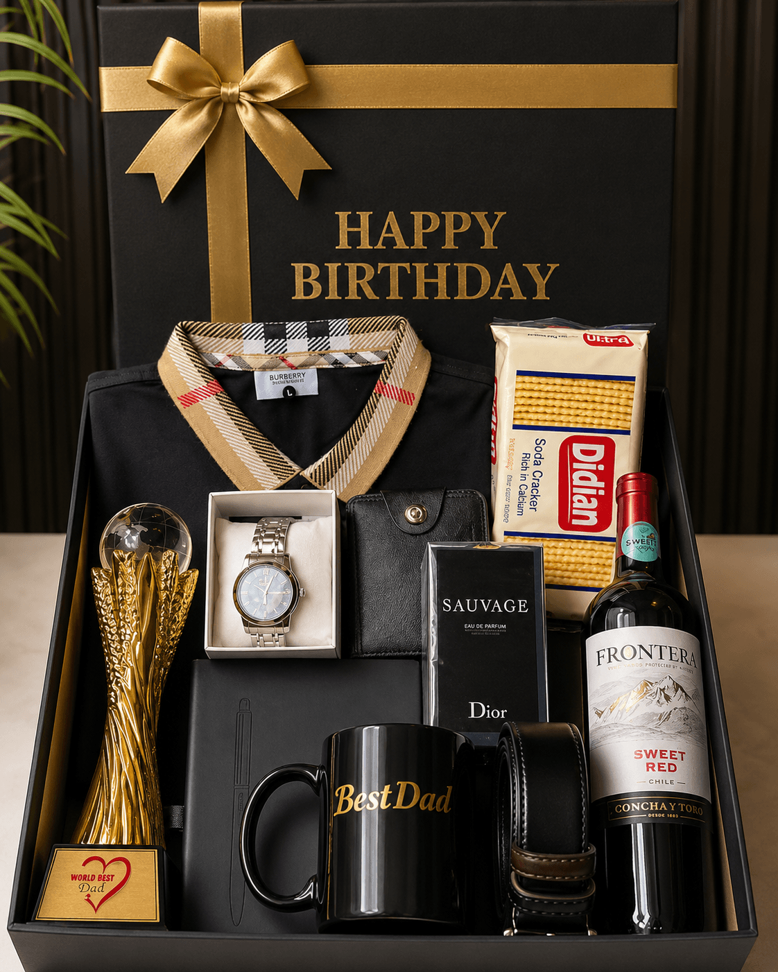 For Him Gift Box with Polo, Award, Perfume and Wristwatch